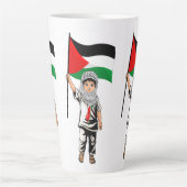 Kind met Keffiyeh Palestina Vlag en Olijfboom Latte Mok (Voorkant)