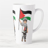Kind met Keffiyeh Palestina Vlag en Olijfboom Latte Mok (Rechts)