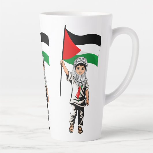 Kind met Keffiyeh Palestina Vlag en Olijfboom Latte Mok (Rechts)