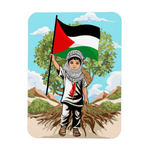 Kind met Keffiyeh Palestina Vlag en Olijfboom Magneet