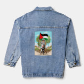 Kind met Keffiyeh Palestine Vlag Denim Jacket (Achterkant)