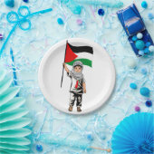 Kind met Keffiyeh Palestine Vlag Papieren Bordje (Feest)