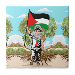 Kind met Keffiyeh Palestine Vlag Tegeltje