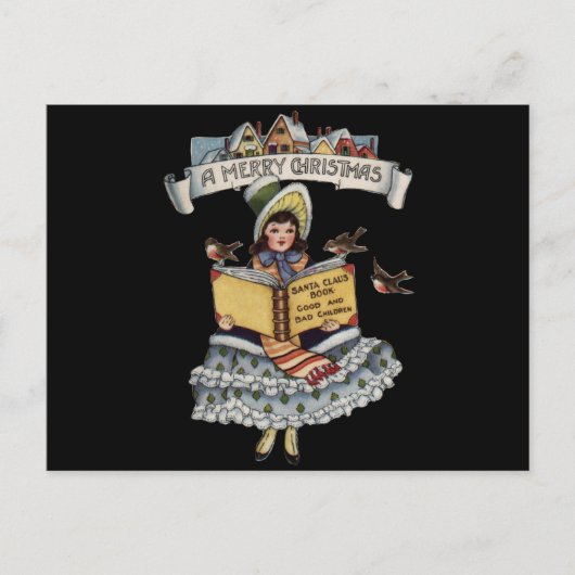  kind met kerstboek feestdagenkaart (Voorkant)