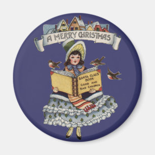  kind met kerstboek magneet