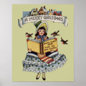  kind met kerstboek poster (Voorkant)