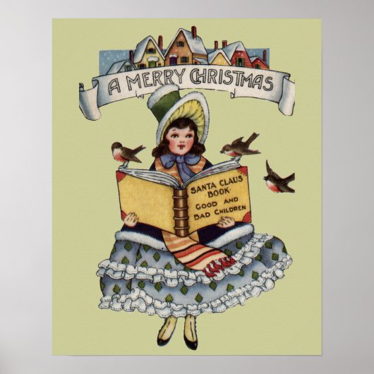  kind met kerstboek poster (Voorkant)