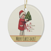 Kind met Kerstboom  Illustratie Kunst Keramisch Ornament (Links)