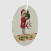 Kind met Kerstboom  Illustratie Kunst Ornament (voorkant)