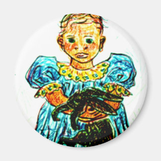 Kind met konijn magneet