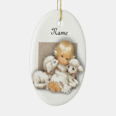 Kind met lammeren keramisch ornament (Rechts)