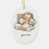 Kind met lammeren keramisch ornament (Achterkant)