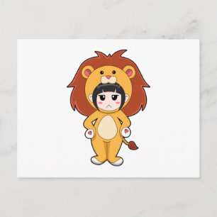 Kind met leeuwenkostuum briefkaart