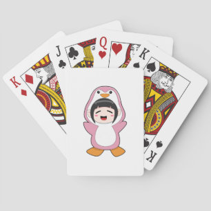 Kind met Penguin Costume Pokerkaarten