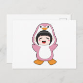 Kind met pinguïn kostuum briefkaart (Voorkant / Achterkant)