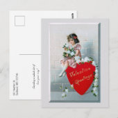  Kind met Valentijn Groeten op rood hart Briefkaart (Voorkant / Achterkant)