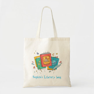 Kind naam schattige bibliotheektas tote bag