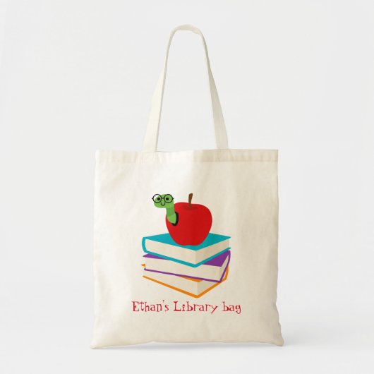 Kind naam schattige bibliotheektas tote bag (Voorkant)