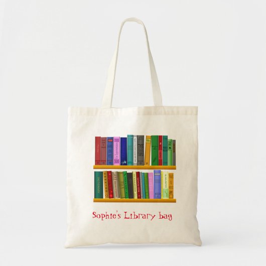 Kind naam schattige bibliotheektas tote bag (Voorkant)