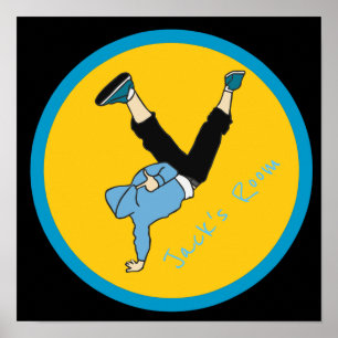 Kind naam slaapkamer poster met Hip Hop dans