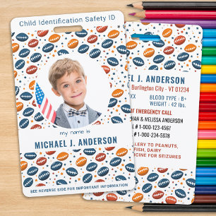 Kind Noodsituatie ID Football Patroon Kinder Foto Badge