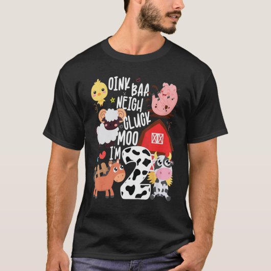 Kind Oink Baa Neigh Cluck Moo Im Twee Verjaardagsf T-shirt (Voorkant)