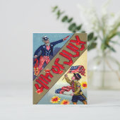 Kind Oom Sam Amerikaanse Vlag Vuurwerk Briefkaart (Staand voorkant)