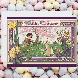  kind op een paaseihunt met dieren