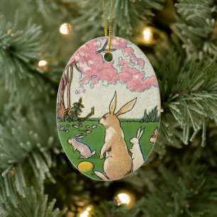  kind op een paaseihunt met dieren keramisch ornament