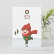 Kind op het ijs schaatsen met Kerstmis