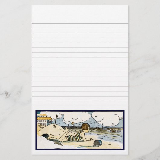 Kind op het strand  Art Lined Stationery Briefpapier (Voorkant)