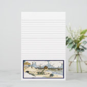 Kind op het strand  Art Lined Stationery Briefpapier (Staand voorkant)