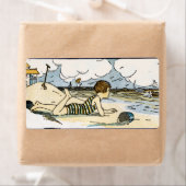 Kind op het strand kunst labels (Insitu)