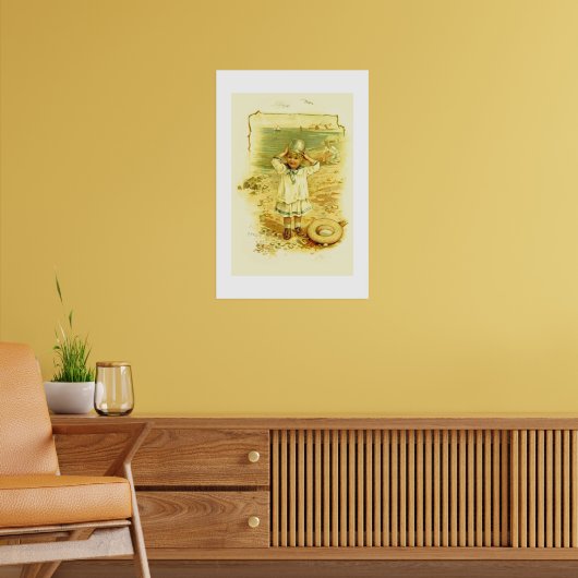  kind op het strand Storybook Illustratie Poster (Woonkamer 2)