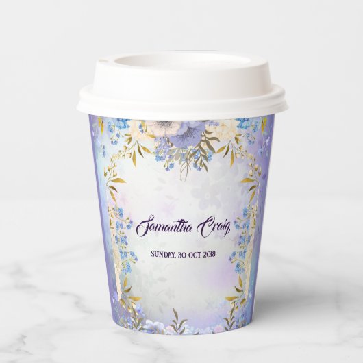 Kind Pastel Blue Flower Bloom Bloemen Verjaardagsf Papieren Bekers (Achterkant)