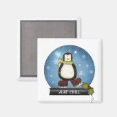 KIND Pinguïn Ice Skating Inside Snowglobe Magneet (Voorkant / Achterkant)