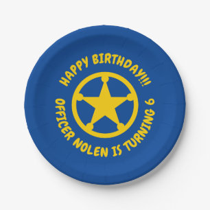 Kind politie thema borden feest op feestdag met st papieren bordje