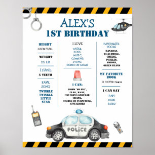 Kind Politie Verjaardagsfeest Eerste Jaar Mijlpaal Poster