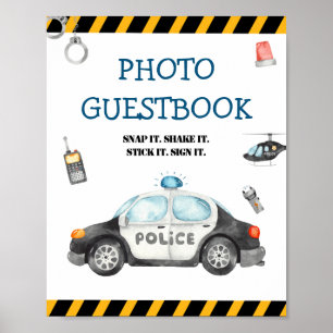 Kind Politie Verjaardagsfeest Foto Guestbook Sign Poster