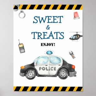 Kind Politie Verjaardagsfeest Sweet & Treats Sign Poster