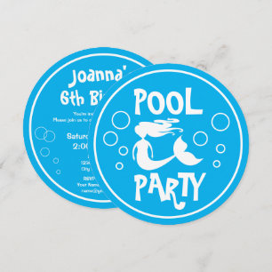 Kind Pool Party Verjaardagsuitnodigingen met zeeme Kaart