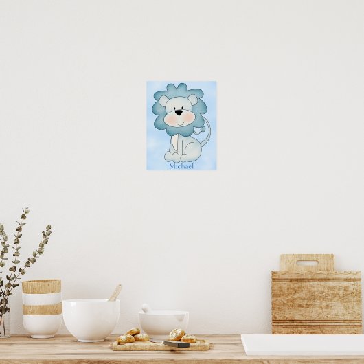 Kind Poster Cute Blue Lion (Keuken)