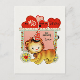 Kind Retro Circus Lion Valentijn Briefkaart