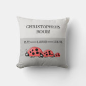 Kind room Ladybugs aangepaste naam grijs Kussen (Voorkant)