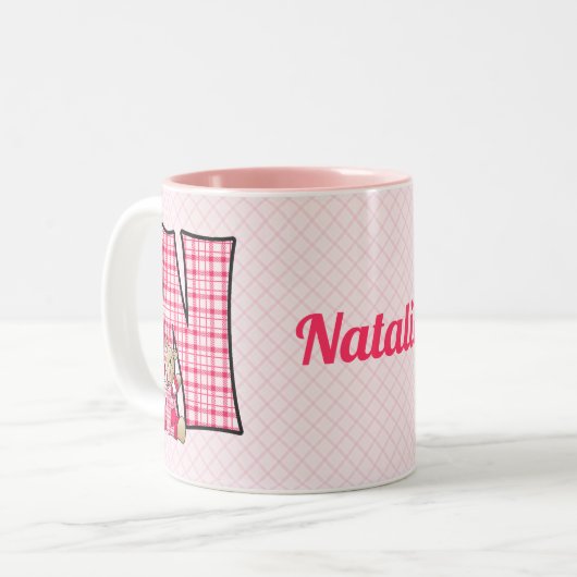 Kind Roze Beer Monogram "N" Mok (Voorkant links)