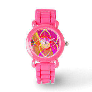 Kind roze glitterriem Horloge vlinder