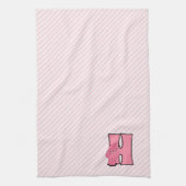 Kind Roze Hippo Monogram Letter H Theedoek (Verticaal)