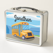 Kind schoolbus met twee kinderen Metal Lunch Box