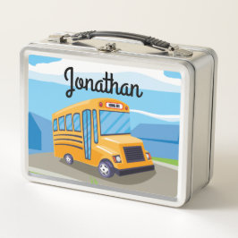 Kind schoolbus met twee kinderen Metal Lunch Box