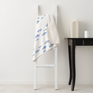 Kind Slaapkamer Baby Blue zee Vis Sherpa Deken